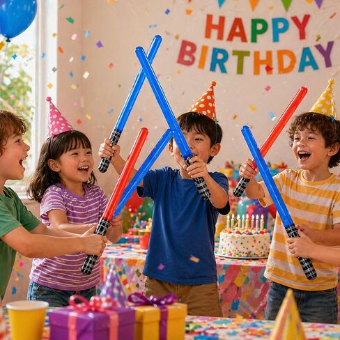 مجموعة ألعاب السيف السيف القابلة للنفخ من Novelty Place من أجل هدايا حفلات الأطفال، عبوة من 6 قطع سيوف منفوخة للأطفال - مثالية لحفلات أعياد الميلاد، والمناسبات التنكرية، ومفضلات الحفلات in Kuwait