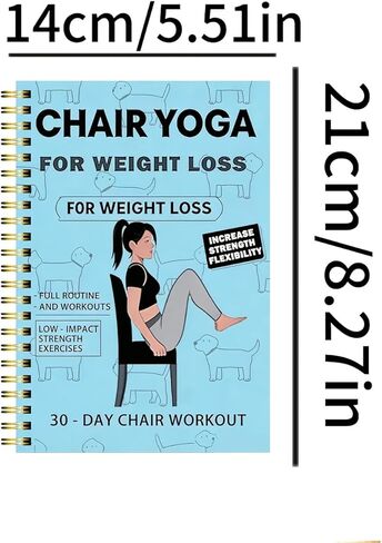 30-Day Seated Yoga Weight Loss Planner & Journal – 50-Page Illustrated Exercise Log with Daily Yoga Practices, Meal Plans & Progress Tracker, Compact 5.5"x8.3" for Home Gym Blue in Kuwait