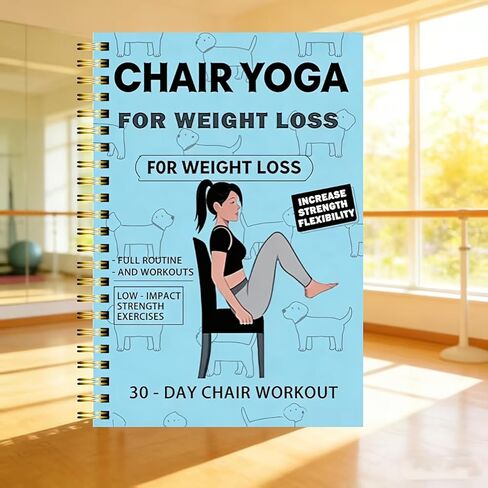 30-Day Seated Yoga Weight Loss Planner & Journal – 50-Page Illustrated Exercise Log with Daily Yoga Practices, Meal Plans & Progress Tracker, Compact 5.5"x8.3" for Home Gym Blue in Kuwait
