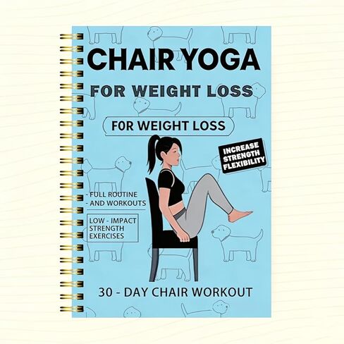 30-Day Seated Yoga Weight Loss Planner & Journal – 50-Page Illustrated Exercise Log with Daily Yoga Practices, Meal Plans & Progress Tracker, Compact 5.5"x8.3" for Home Gym Blue in Kuwait