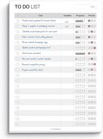 A5 To Do List Notepad – Undated Daily Task Planner Pad with Priority, Progress Tracker & Deadlines – Minimalist Productivity Planner Deskpad – 120gsm Premium Paper – 50 Sheet Checklist Notepad in Kuwait