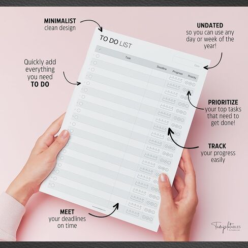 A5 To Do List Notepad – Undated Daily Task Planner Pad with Priority, Progress Tracker & Deadlines – Minimalist Productivity Planner Deskpad – 120gsm Premium Paper – 50 Sheet Checklist Notepad in Kuwait