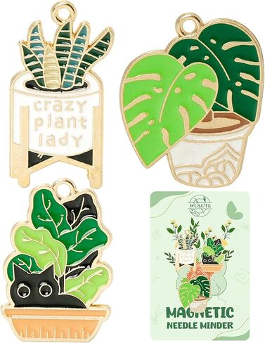 WUSUTE 3 Pcs Green Plants Cat Needle Minder for Cross Stitch, Needle Minder Magnet for Organizing, Embroidery Sewing Accessories for Needle Organizing in Kuwait
