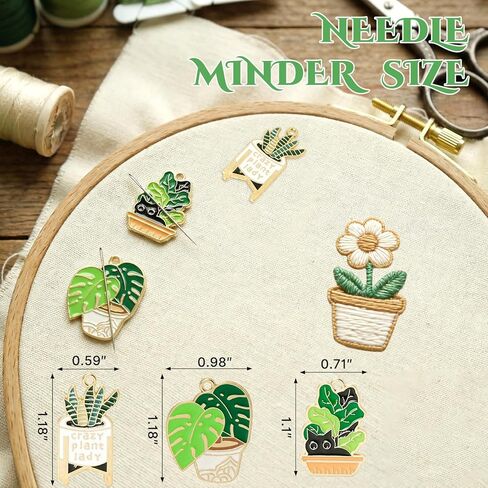 WUSUTE 3 Pcs Green Plants Cat Needle Minder for Cross Stitch, Needle Minder Magnet for Organizing, Embroidery Sewing Accessories for Needle Organizing in Kuwait