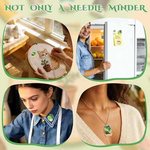 WUSUTE 3 Pcs Green Plants Cat Needle Minder for Cross Stitch, Needle Minder Magnet for Organizing, Embroidery Sewing Accessories for Needle Organizing in Kuwait