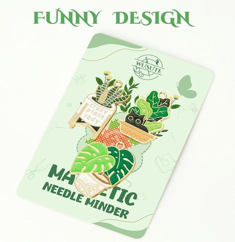 WUSUTE 3 Pcs Green Plants Cat Needle Minder for Cross Stitch, Needle Minder Magnet for Organizing, Embroidery Sewing Accessories for Needle Organizing in Kuwait