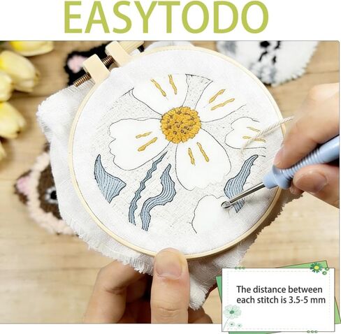 6 Pcs Needlepoint Kits 20x20cm Linen Fabric with 16cm Embroidery Hoop & Punch Needle,Crafts for Beginners Home Decoration, Scenery Punch Needle Coaster 101 in Kuwait
