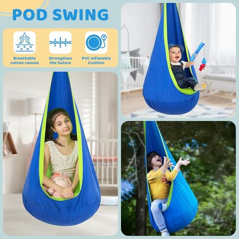 Swing Stand with Sensory Swing and Pod Swing, X-Shaped Swing Frame, Heavy-Duty Metal Sensory Swing Set for Adults Indoor and Outdoor 330LBS in Kuwait