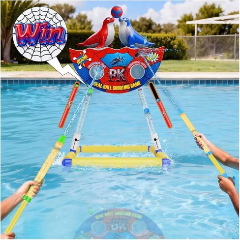 DX DA XIN Seal Ball Water Shooting Game for Kids, Water Floating Shooting Target with 2 Blaster Squirt Guns,Beach Party Outdoor Pool Summer Water Toys Gifts for 3 4 5 6 7 8 9 Years Old Boy Girls in Kuwait