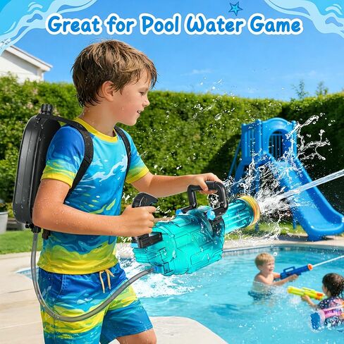 Gatling-Style Electric Water Gun with LED – 45ft Squirt Gun with 3000cc Backpack Tank, Super Water Toy Guns for Kids & Adults in Kuwait