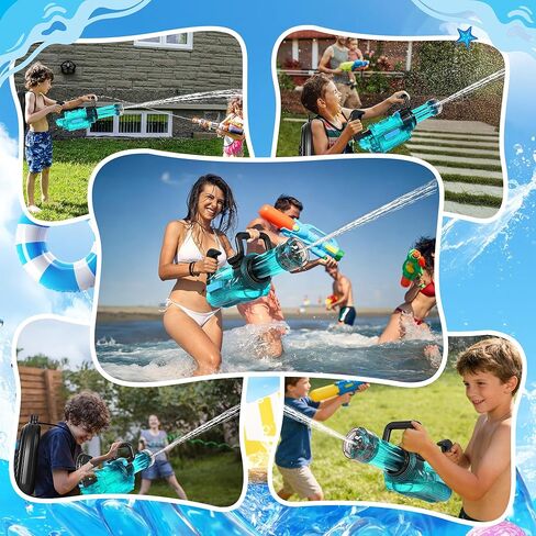 Gatling-Style Electric Water Gun with LED – 45ft Squirt Gun with 3000cc Backpack Tank, Super Water Toy Guns for Kids & Adults in Kuwait