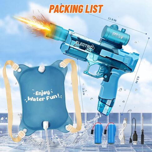 Super Water Gun for Adults Kids - 2300cc Electric Water Blaster High Capacity for Summer Pool Party, Beach & Backyard Toys Long-Range Powerful Automatic Soaker for Boys Girls - Blue in Kuwait