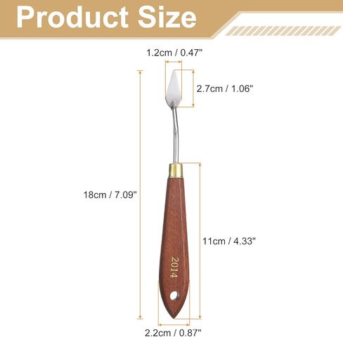 HARFINGTON Palette Knife Painting Tool 1.06" x 0.47" Stainless Steel Teardrop Blade 7.09" Length Spatula Painting Pallet Knives with Hole Beech Wood Handle for Oil Acrylic Canvas, Red/Silver in Kuwait