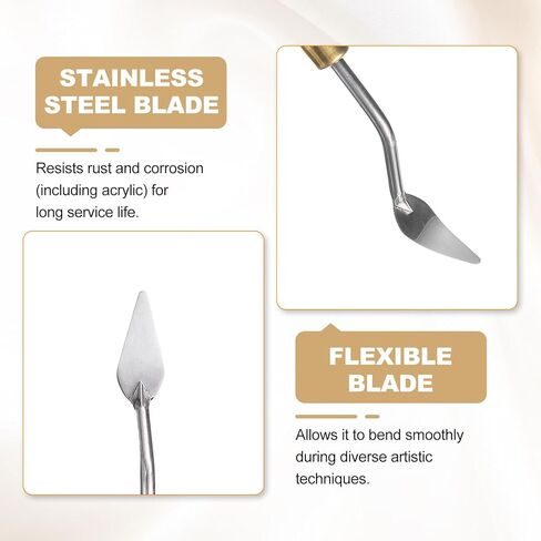 HARFINGTON Palette Knife Painting Tool 1.06" x 0.47" Stainless Steel Teardrop Blade 7.09" Length Spatula Painting Pallet Knives with Hole Beech Wood Handle for Oil Acrylic Canvas, Red/Silver in Kuwait