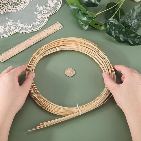 WADORN 32.8 Yards 10 Rolls Flat Reed Bamboo Strips for Weaving, 0.2 inch Wide Basket Weaving Materials Wicker Repair Kit for Making Basket Webbing DIY Furniture Flower Baskets Crafts Home Decors in Kuwait