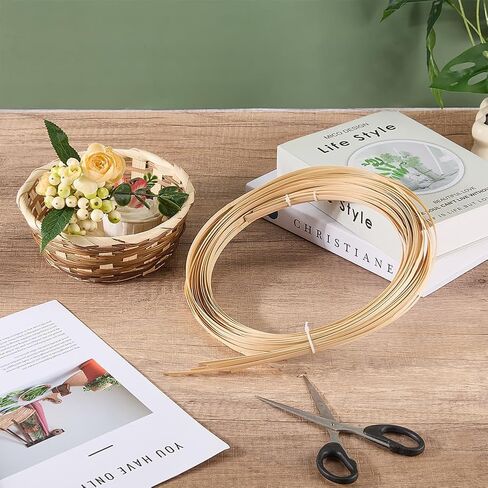 WADORN 32.8 Yards 10 Rolls Flat Reed Bamboo Strips for Weaving, 0.2 inch Wide Basket Weaving Materials Wicker Repair Kit for Making Basket Webbing DIY Furniture Flower Baskets Crafts Home Decors in Kuwait