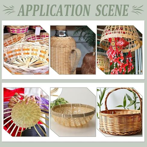 WADORN 32.8 Yards 10 Rolls Flat Reed Bamboo Strips for Weaving, 0.2 inch Wide Basket Weaving Materials Wicker Repair Kit for Making Basket Webbing DIY Furniture Flower Baskets Crafts Home Decors in Kuwait