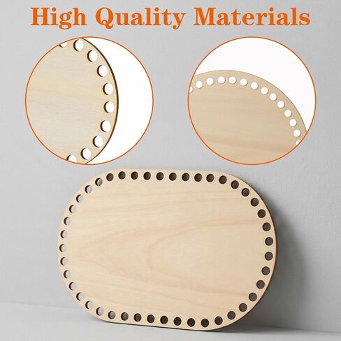 Elegaperma 6pcs Basket Bottoms for Crochet Base, Crochet Basket Base, Wooden Bases for Crochet Baskets DIY Craft Weaving Baskets Making Supplies Home Decoration, Wood Color,3 Size Round/Oval in Kuwait