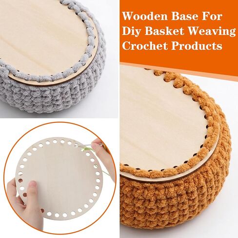 Elegaperma 6pcs Basket Bottoms for Crochet Base, Crochet Basket Base, Wooden Bases for Crochet Baskets DIY Craft Weaving Baskets Making Supplies Home Decoration, Wood Color,3 Size Round/Oval in Kuwait