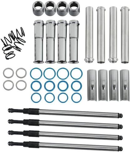 Chrome Quickee Adjustable Pushrods & Push Rod Cover Kit Replacement for 1999-2017 Harley Davidson Twin Cam in Kuwait