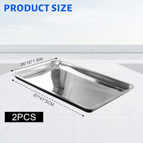 Luyizyo 2-Pack Stainless Steel Oil Drip Pan for Under Car – Large, Rust-Resistant Drain Pan for Automotive & Motorcycle, No-Spill Design Keeps Garage Floor Clean (24" x 16" x 1.9") in Kuwait