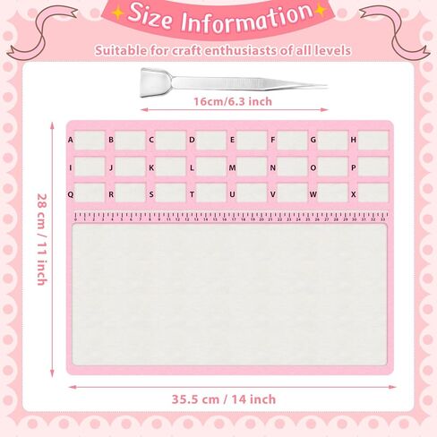 Tegeme 4 Pcs Beading Mat Set with Stainless Steel Handy Tweezers with Scoop, 11 x 14 Inch Felt Non Slip Bead Design Mats with Centimeter Alphabetic Scale for Jewelry Making, Beading and Craft Work in Kuwait