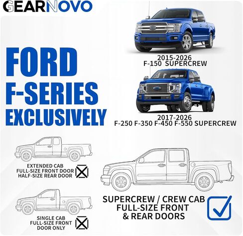 Rear Truck Underseat Storage Box, Fit 2017-2026 Ford F-250 F-350 Super Duty and 2015-2026 Ford F-150 SuperCrew Crew Cab Heavy Duty Rear Under Back Seat Box Organizer, Anti Slip in Kuwait