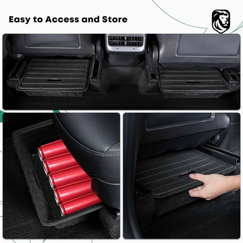 YHTAUTO Under Seat Storage Box with Lid Fit for Tesla Model Y 2020-2024, Underseat Hidden Tray Organizer Tray 5 Seater Model Y Organizer Accessories in Kuwait