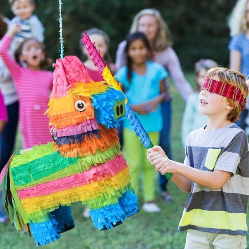 Cinco De Mayo Donkey Pinata -15.5" Rainbow Color Donkey Pinata with Pinata Stick and Blindfold for Mexican Theme Party Decoration, Fiesta Taco Party Supplies, Carnivals Festivals in Kuwait