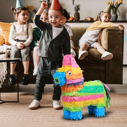 Cinco De Mayo Donkey Pinata -15.5" Rainbow Color Donkey Pinata with Pinata Stick and Blindfold for Mexican Theme Party Decoration, Fiesta Taco Party Supplies, Carnivals Festivals in Kuwait