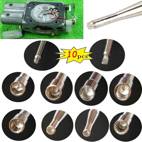 Pack of 10 Carburetor Adjustment Tool Kit for Common 2 Cycle Engine - Includes Cleaning Brush and Black Toolkit in Kuwait