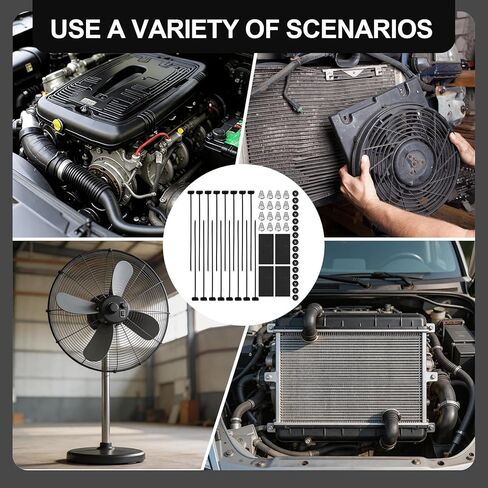 4 Set Electric Radiator Fan Mounting Kit, Universal Transmission Cooler Zip Ties Clips Hold Down Straps for Automotive Cooling System Replacement Parts in Kuwait