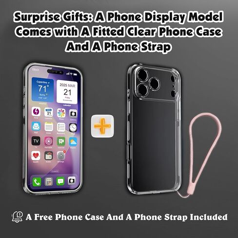 نموذج هاتف مزيف، يبدو مثل دمية الهاتف الحقيقية المتوافقة مع هاتف 17 Pro، لعبة Prank Stuff Decoy Pear غير العاملة للأطفال 17 Pro باللون الفضي (واجهة قوس قزح) in Kuwait