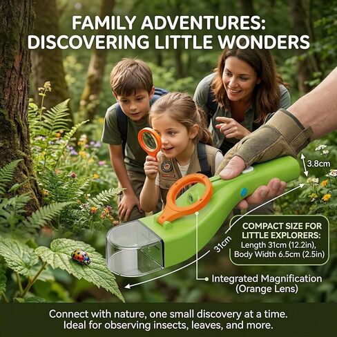 Baideluo Kids Bug Catcher with LED Light & 6X Magnifying Glass – STEM Exploration Kit Outdoor Nature Toy for Boys Girls Ages 4-8, Backyard Camping Educational Gift with Built-in Night Light in Kuwait