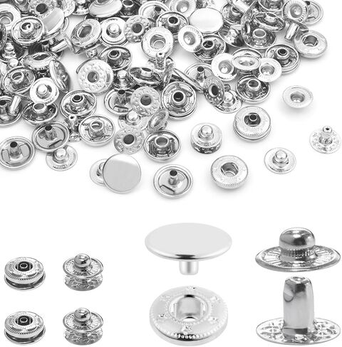50Sets Snaps Button Kit, Leather Snaps Fasteners, Metal Button Press Studs with 4 Install Tools for Fabric Leather Bag Clothes Jackets Bracelets Fashion DIY Sewing (12mm, Mixed) in Kuwait