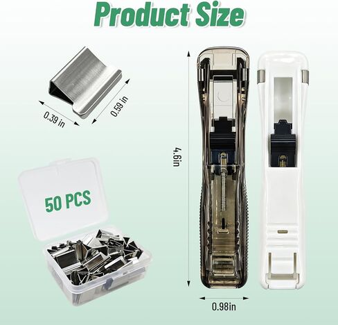 2 Pcs Portable Binder Clip Stapler,Creative Stapleless Stapler No Holes,Push Clip Stapler with 50 Reusable Stainless Steel Refill Clips,Clamp Clips Dispenser for Office Document School Supplies in Kuwait