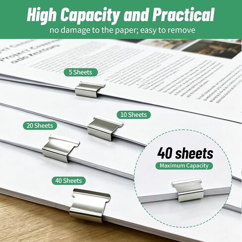 2 Pcs Portable Binder Clip Stapler,Creative Stapleless Stapler No Holes,Push Clip Stapler with 50 Reusable Stainless Steel Refill Clips,Clamp Clips Dispenser for Office Document School Supplies in Kuwait