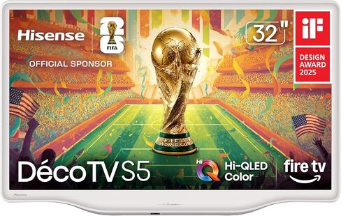 تلفزيون Hisense 32 بوصة S5 DécoTV Series QLED FHD Smart Fire (32S5QF، موديل 2025) - متعدد الاستخدامات، لون Hi-QLED، تصميم مستوحى من الفن، حامل مركزي سائل، DTS Virtual: X، بث تلفزيوني مباشر بدون كابل in Saudi Arabia