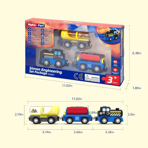 PowerHauler Express Battery Operated Train for Wooden Tracks – Classic Cargo Steam Engine Toy with 3 Magnetic Cars – Compatible with All Major Brands – Light & Sound – Gift for Kids Ages 3+ in Kuwait