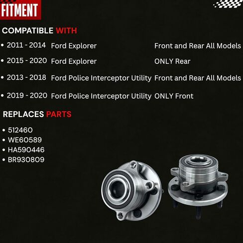 512460 Front/Rear Wheel Hub and Bearing Assembly Fit for Ford Police Interceptor Utility Explorer 2011 2012 2013 2014 2015 2016 2017 2018 5 Lugs OE 512460 HA590446 BR930809 in Kuwait