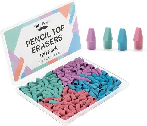Mr. Pen- Pencil Erasers Toppers, 120 Pack, Pastel Color, Latex Free, No Smudge, Mr Pen Erasers for Pencils in Kuwait