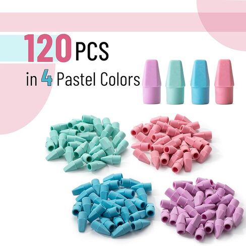 Mr. Pen- Pencil Erasers Toppers, 120 Pack, Pastel Color, Latex Free, No Smudge, Mr Pen Erasers for Pencils in Kuwait