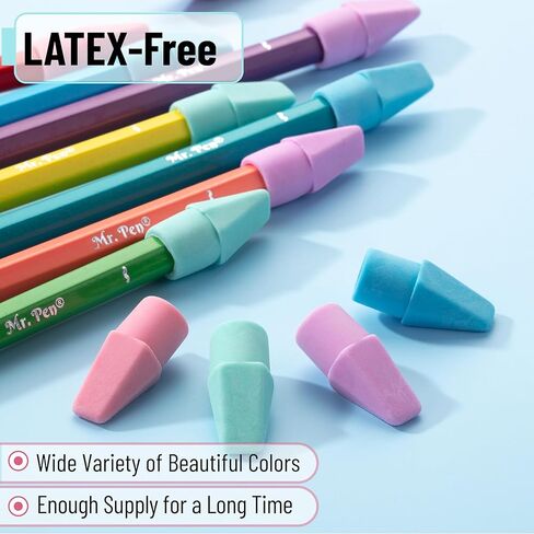 Mr. Pen- Pencil Erasers Toppers, 120 Pack, Pastel Color, Latex Free, No Smudge, Mr Pen Erasers for Pencils in Kuwait