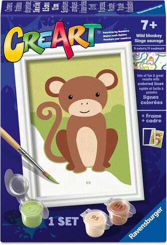 Ravensburger - Wild Monkey CreArt مجموعة الطلاء بالأرقام | فن DIY ممتع وسهل للأطفال بعمر 7 سنوات فما فوق | فكرة هدية مبتكرة لأعياد الميلاد والعطلات in Kuwait