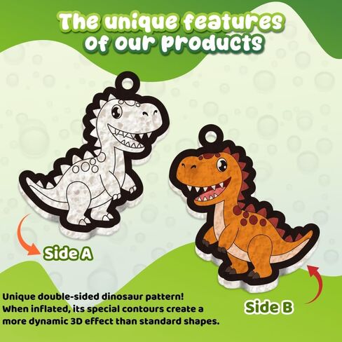 Richgv Magic Aqua Puffs, 3D Art Kit, Dinosaur, Mess-Free Paint by Number Craft for Kids, DIY Color & Inflate Activity, Travel & Creative Gift for Girls & Boys Ages 4, 5, 6, 7, 8, 9, 10 in Kuwait