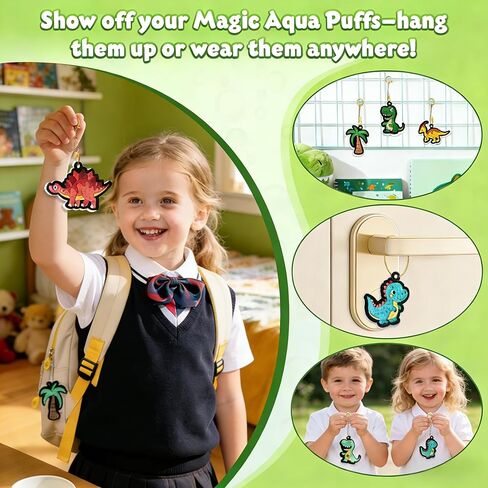 Richgv Magic Aqua Puffs, 3D Art Kit, Dinosaur, Mess-Free Paint by Number Craft for Kids, DIY Color & Inflate Activity, Travel & Creative Gift for Girls & Boys Ages 4, 5, 6, 7, 8, 9, 10 in Kuwait