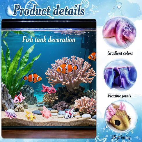 34 pcs 3D Printed Axolotl Figure, Flexible Articulated 3D Axolotl, Multicolor Animal Figures for Desk Use, Relaxing Fidget Style Gift in Kuwait