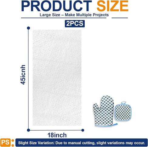 2pcs 45×18inch Heat Resistant Batting for Potholders, Premium Thermal Batting & Insulated Fabric, Easy Cut Material for Oven Mitts, Hot Pads, Bowl Cozies and Kitchen DIY Thermal Projects in Kuwait