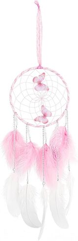 Framendino, Pink Butterflies Dream Catcher Handmade Colorful Feather Dream Catchers for Wall Decoration in Saudi Arabia