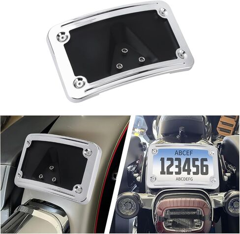 Motorcycle Curved Laydown License Plate Mount Frame Fit for Harley 3 Hole Mount, Replacement for 3 Hole 3148 License Plate Mount Bracket VTX1300R/S/T 2003–2009 VTX1800R/S/T 2002–2008 Black in Kuwait